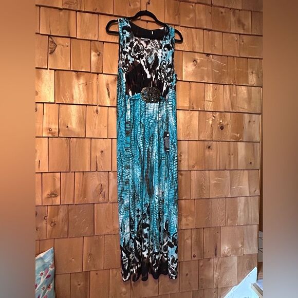 Avenue Multi Color Pleated Maxi Dress Size 18/20 - Picture 5 of 16